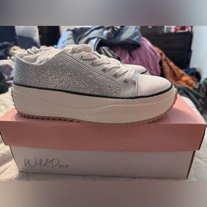 Wild Pair Glittery Silver Women's Sneakers